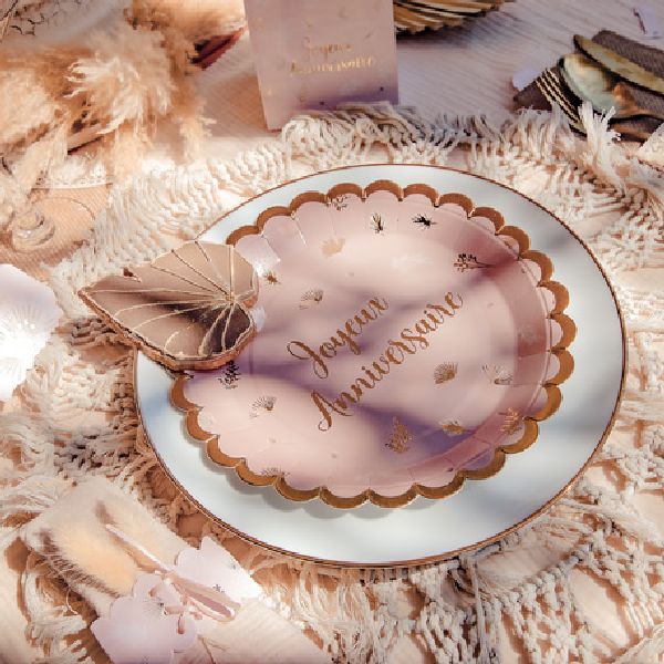 assiettes boho "joyeux anniversaire"