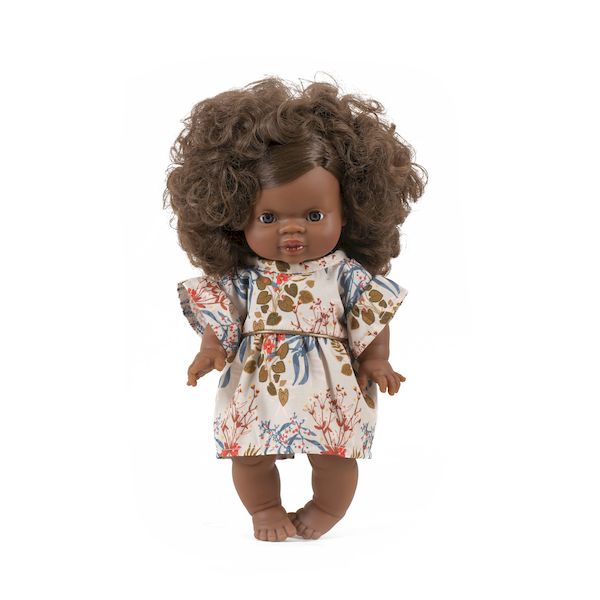Charlie Minikane x Crealoca - Robe Daisy en coton Adonis et son passe poil mordoré tenue poupée minikane