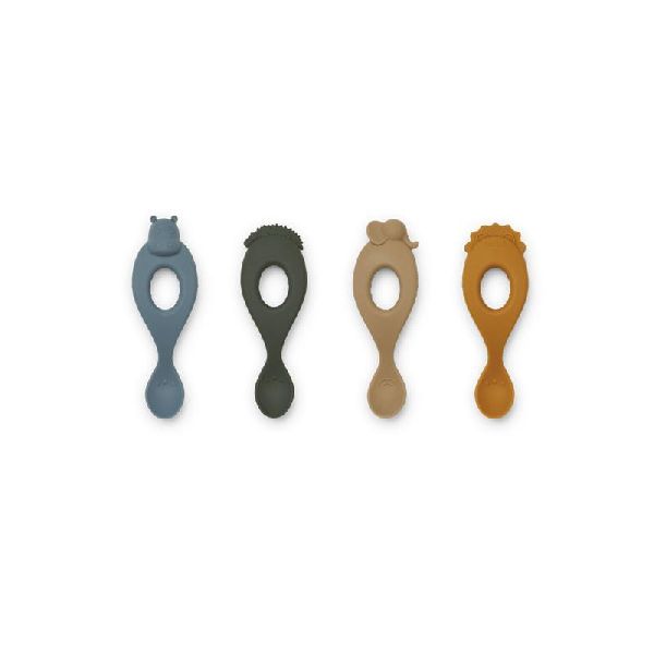 Set de 4 cuillères en silicone Livia -Safari/blue multi mix - Liewood