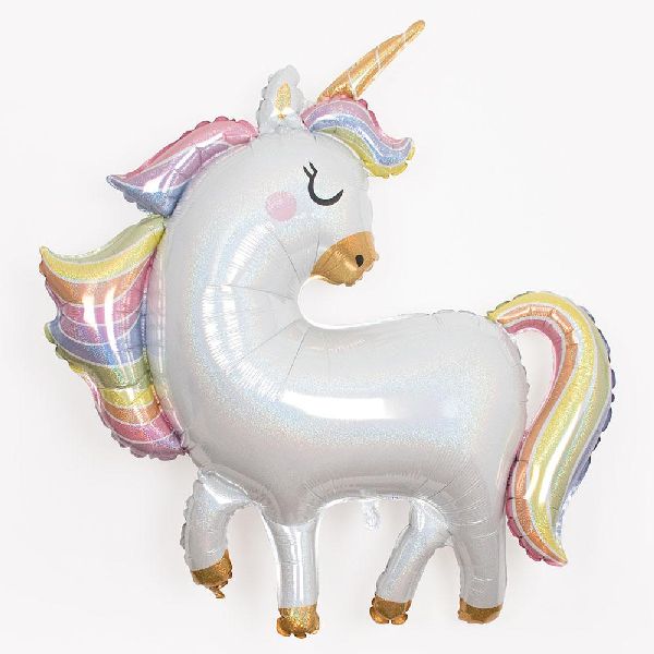 Ballon Licorne Pastel Glitter Holographique 122cm - Grabo - Crealoca