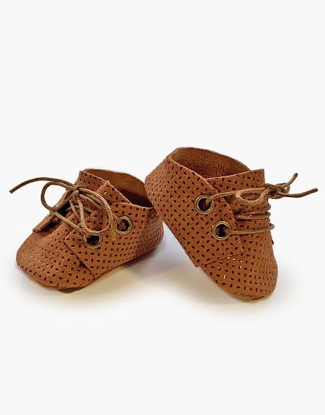 chaussures en cuir caramel fantaisie minikane