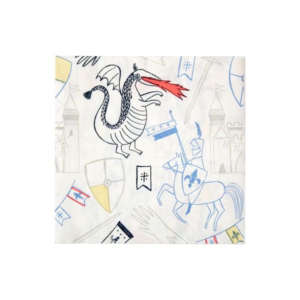 Grandes serviettes Chevaliers et Dragons x20 - 33cm - Meri Meri