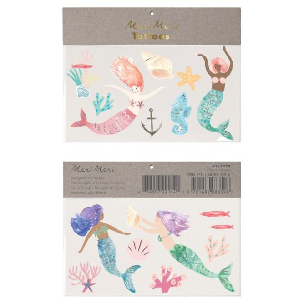 Set de 2 grandes planches de tatouages Sirènes - Meri Meri