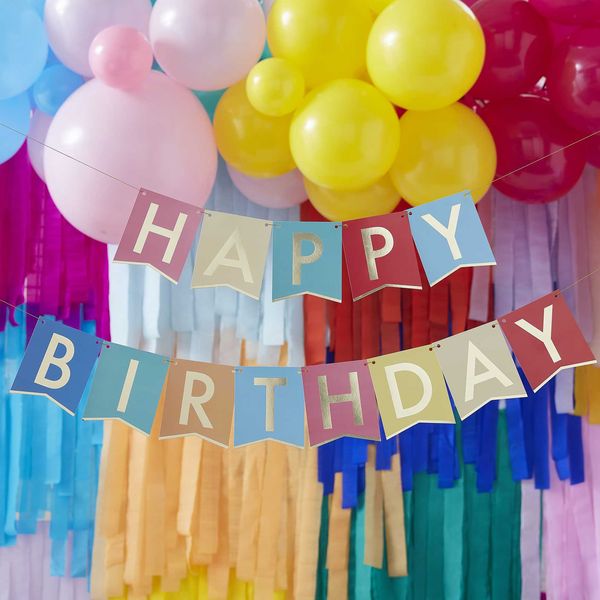 Guirlande "Happy Birthday" Gold et multicolore - Ginger Ray