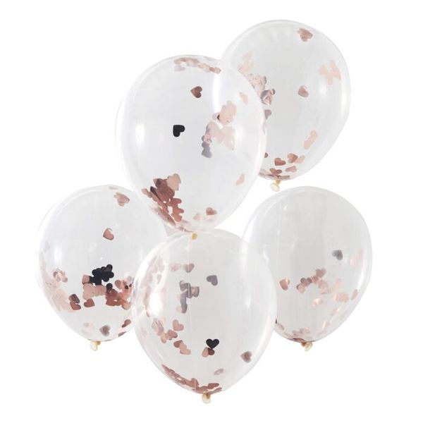 Ballons confettis coeurs rose gold ginger ray