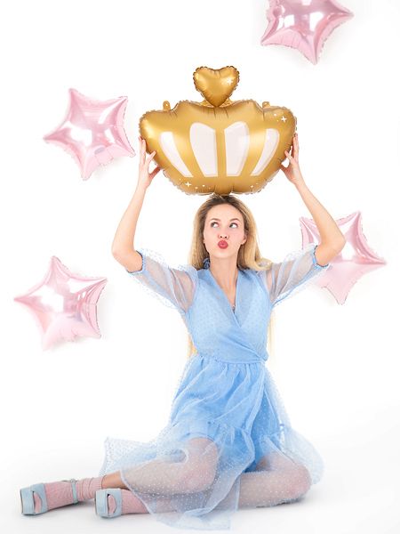 Ballon Couronne Blanc et Or - 52x42 cm - Party Deco