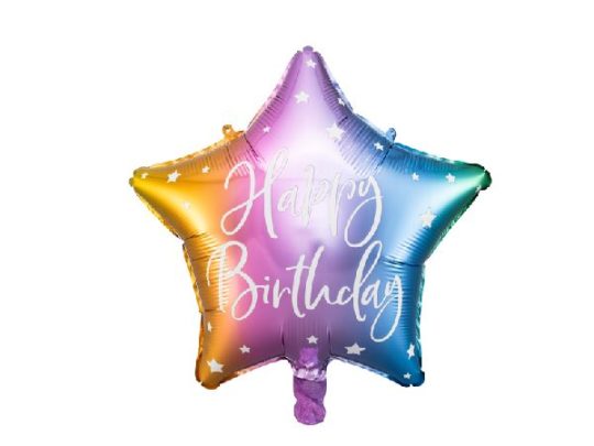 Ballon "Happy Birthday" Etoile multicolore 40 cm - Party Deco