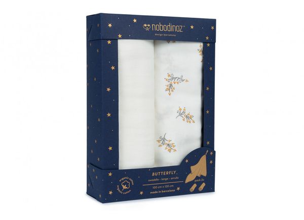 Lot de 2 langes Butterfly - Flore - 100x120 cm - Nobodinoz