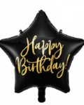 Ballon "Happy Birthday" Etoile noire 40 cm - Party Deco