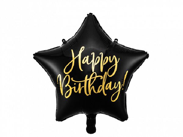 Ballon "Happy Birthday" Etoile noire 40 cm - Party Deco