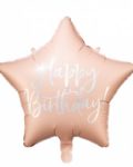 Ballon "Happy Birthday" Etoile rose poudré 40 cm - Party Deco