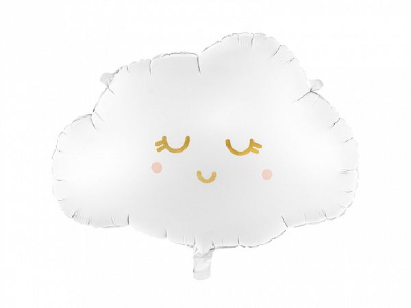 Ballon Nuage blanc rose et or