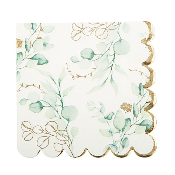 Serviettes Sauge Green vert et or x16 - 33 cm - Artyfêtes