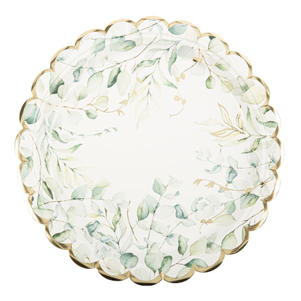 Assiettes Sauge Green vert et or x8 - 23 cm - Artyfêtes