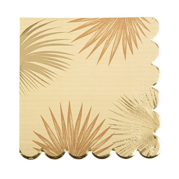 Serviettes Exotique Mood Sable Camel et Or x16 - 33 cm - Artyfêtes