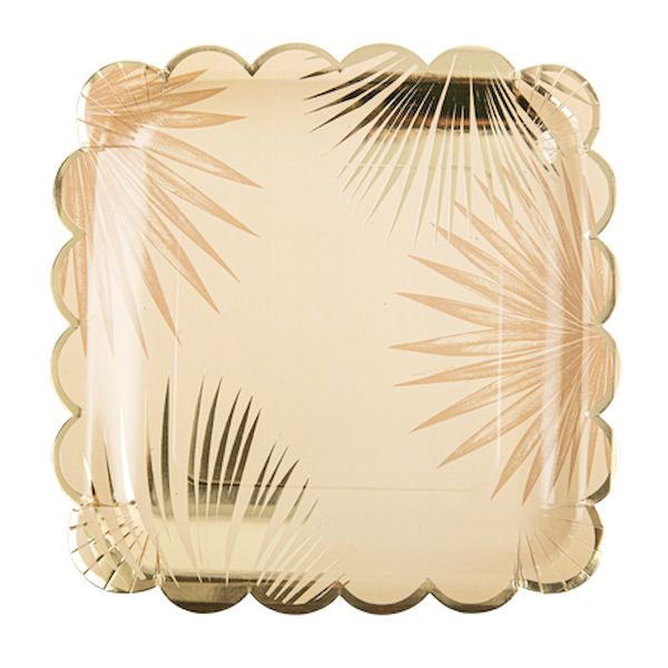 Assiettes Exotique Mood Sable Camel et Or x8 - 23 cm - Artyfêtes