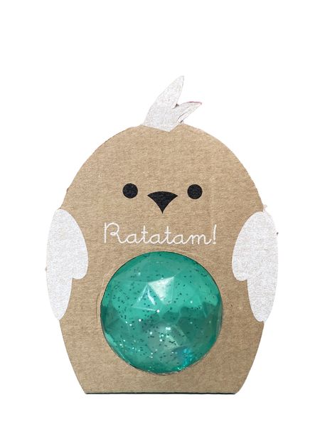 Balle rebondissante Oiseau vert à paillettes - Ratatam