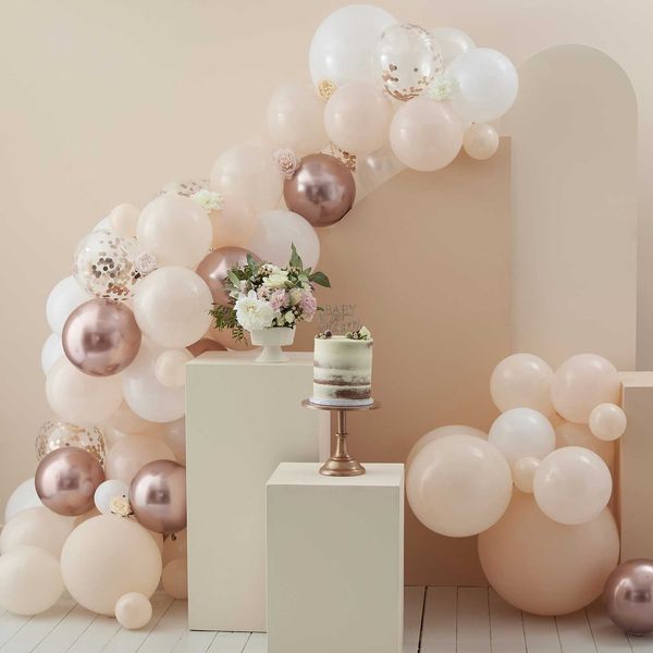 Kit pour Guirlande de ballons - Rose gold blanc & Pêche - Ginger Ray