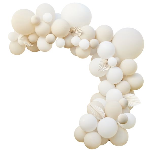 Kit pour Guirlande de ballons et rosaces - Blanc & Nude - Ginger Ray