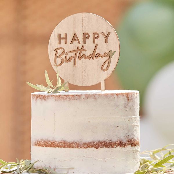 Cake topper "Happy Birthday" en bois - Ginger Ray