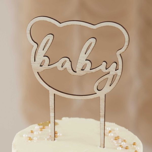 Cake topper Teddy Bear "Baby" en bois - Ginger Ray