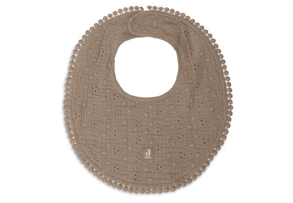 Bavoir bandana rond Broderie - Biscuit - Jollein