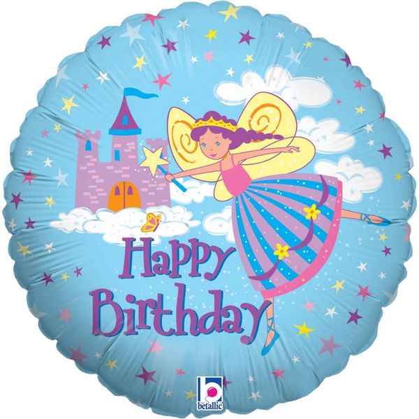 Ballon Fairy Princess "Happy Birthday" 46cm - Grabo
