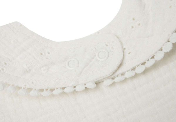 Bavoir bandana rond Broderie - Ivory - Jollein