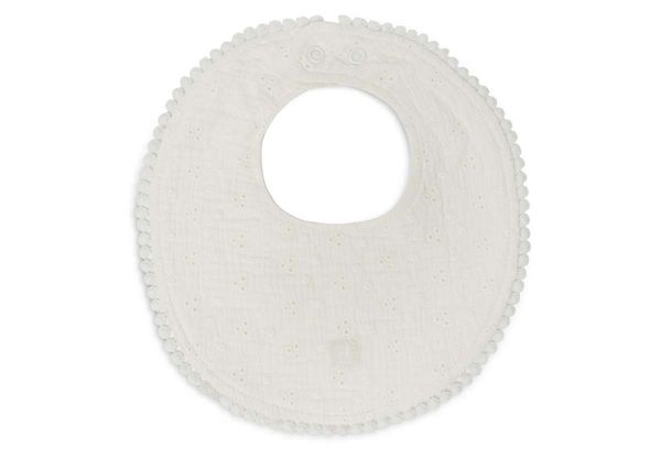 Bavoir bandana rond Broderie - Ivory - Jollein