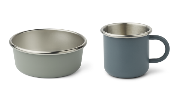 Set Petit déjeuner Chandler - Whale blue/Dove blue mix - Liewood