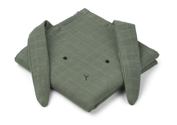 Lot de 2 langes Hannah en mousseline de Coton bio - Rabbit faune green - Liewood