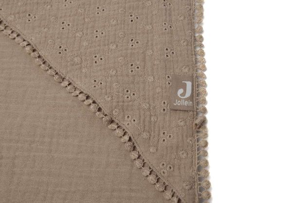 Cape de bain broderie 75x75 cm - Biscuit - Jollein