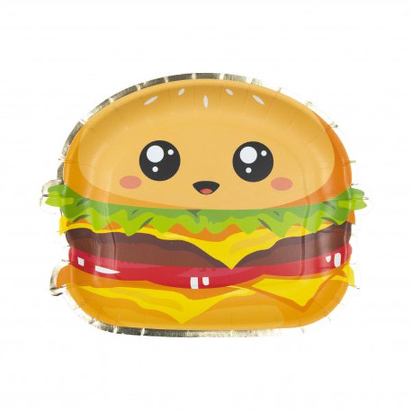 Assiettes Burger x8 - 23 cm - Party Pro