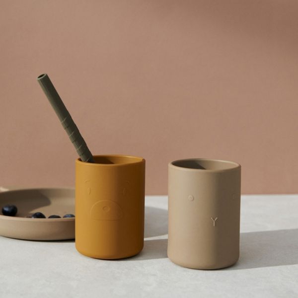 Set de 2 gobelets en silicone Ethan - Golden caramel oat mix - Liewood