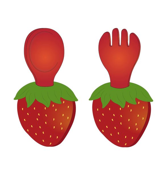 Cuillère et Fourchette Strawberry - Multi - Konges Slojd