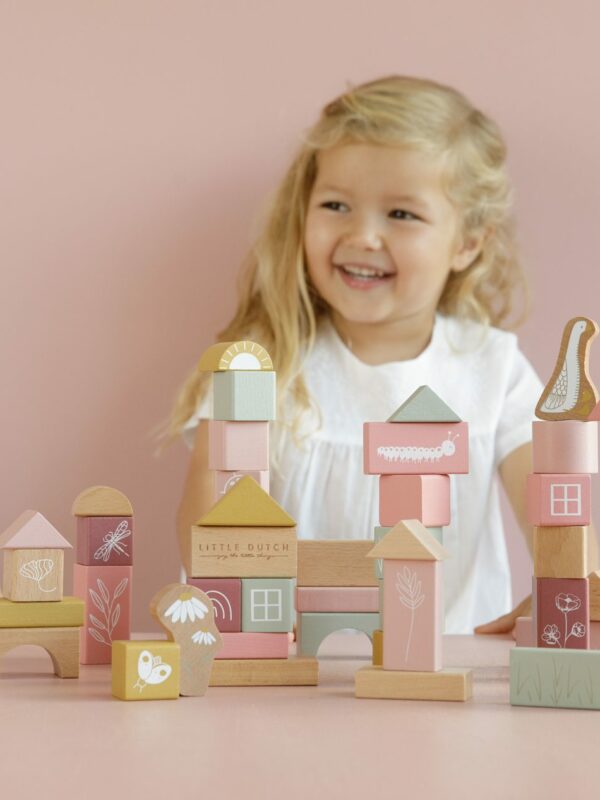 Tonneau de blocs en bois Pink - Little Dutch