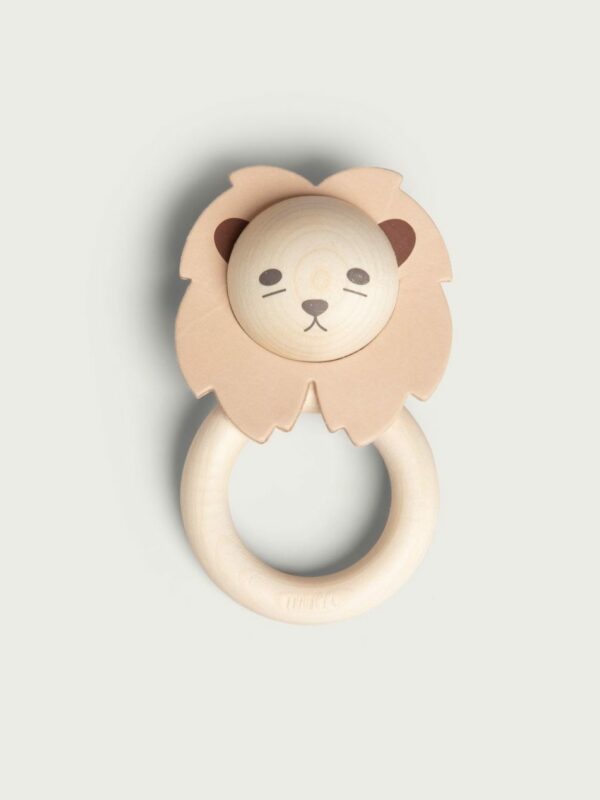 Anneau de dentition en Bois et Cuir - Lion - Garbo&Friends