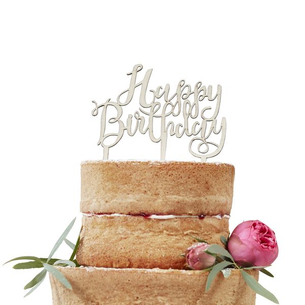 Cake topper boho "Happy Birthday" en bois - Ginger Ray