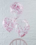 Ballons Confettis ronds Rose x5 - Ginger Ray