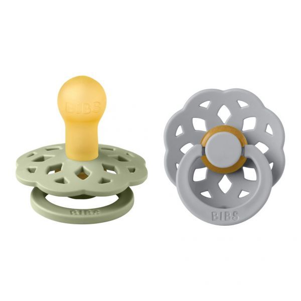 Pack 2 Tétines Bohème T1 - Vert Sauge/Gris Nuage - Bibs
