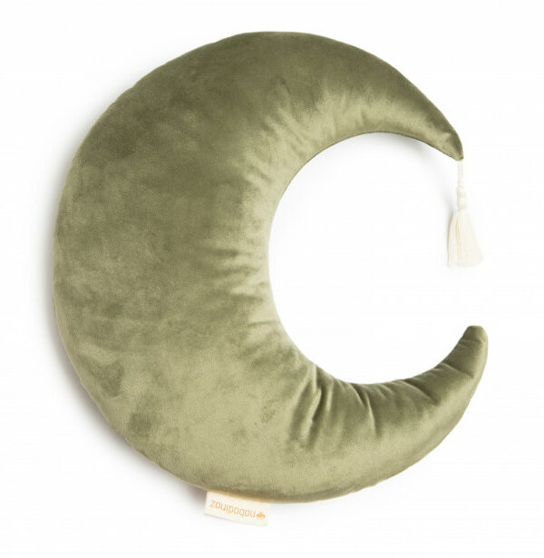 Coussin en velours Pierrot Moon - Olive Green - Nobodinoz