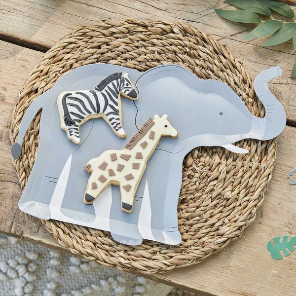 Assiettes Elephant Let's Go Wild x8 - Ginger Ray