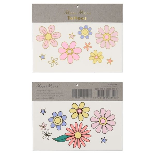 Set de 2 grandes planches de tatouages - Flower Power - Meri Meri