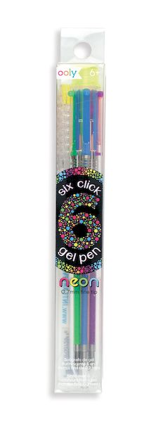 Set de 6 stylos gel "click" Neon - Ooly