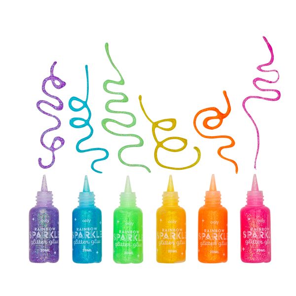 Lot de 6 tubes de colle Rainbow glitter - Ooly