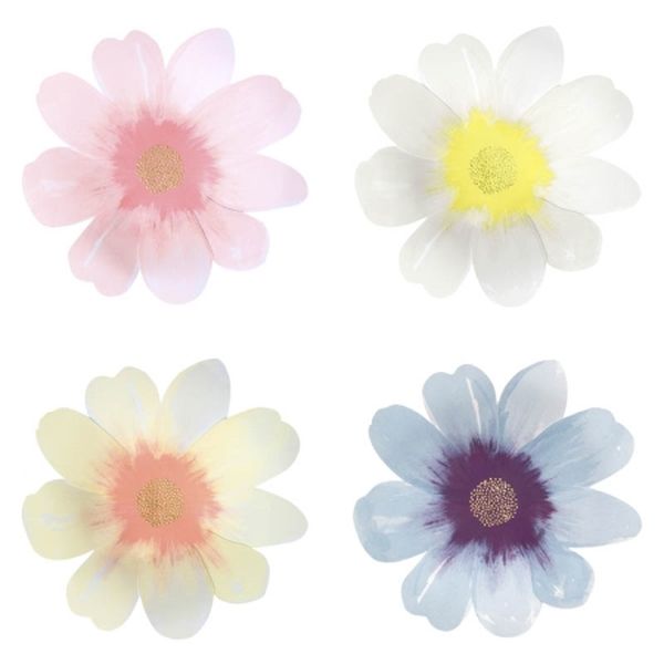 Grandes assiettes creuses fleurs (4 designs) x8 - Meri Meri