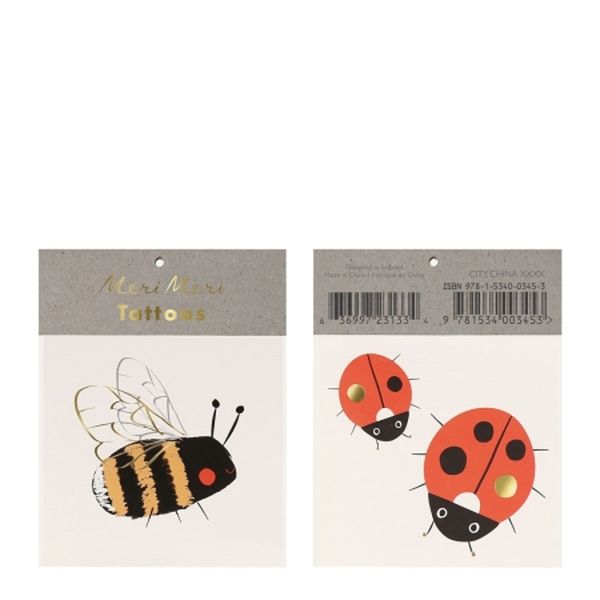Set de 2 grandes planches de tatouages - Bourdon et Coccinelles - Meri Meri
