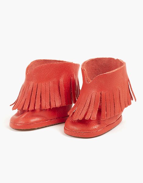 boots en cuir rouge poupée minikane