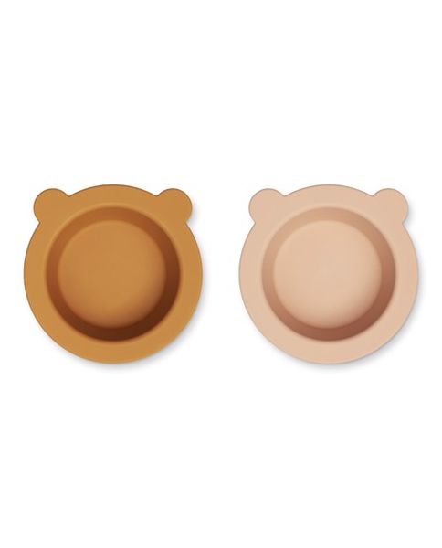 lot de 2 bols antidérapants peony tuscany rose mustard mix liewood