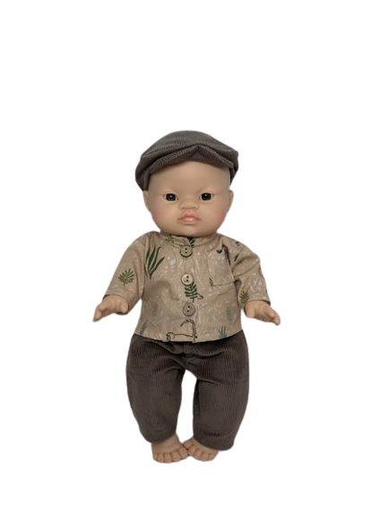 minikane x crealoca ensemble garçon elio et sa casquette chataigne la vie sauvage